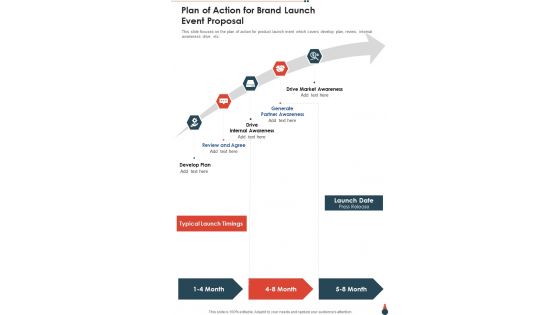 Plan Of Action For Brand Launch Event Proposal One Pager Sample Example Document