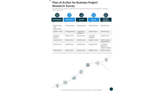 Plan Of Action For Business Project Research Survey One Pager Sample Example Document