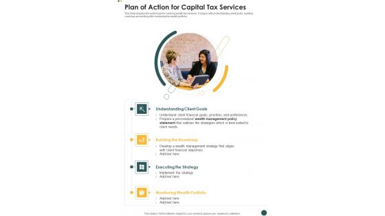 Plan Of Action For Capital Tax Services One Pager Sample Example Document