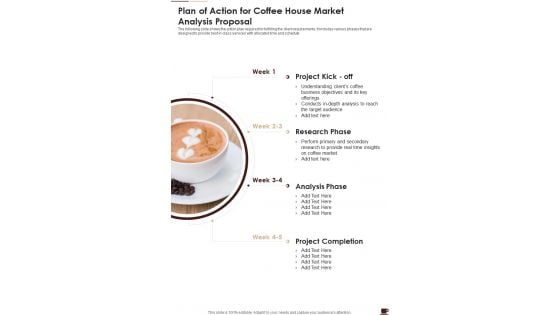 Plan Of Action For Coffee House Market Analysis Proposal One Pager Sample Example Document