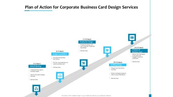 Plan Of Action For Corporate Business Card Design Services Background PDF