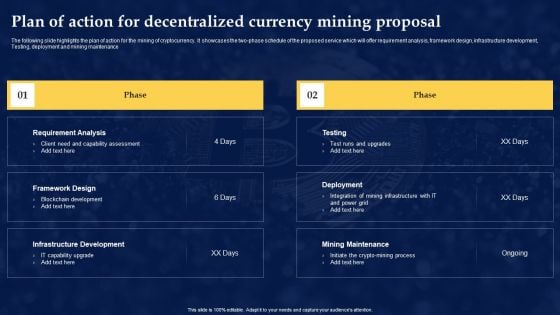 Plan Of Action For Decentralized Currency Mining Proposal Graphics PDF