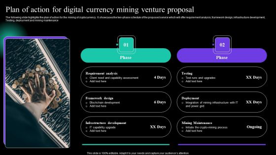 Plan Of Action For Digital Currency Mining Venture Proposal Demonstration PDF