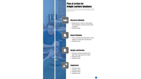 Plan Of Action For Freight Carriers Business One Pager Sample Example Document