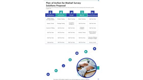 Plan Of Action For Market Survey Solutions Proposal One Pager Sample Example Document