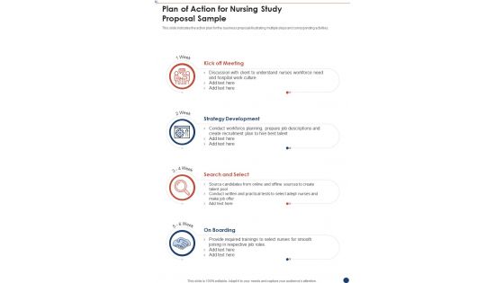 Plan Of Action For Nursing Study Proposal Sample One Pager Sample Example Document