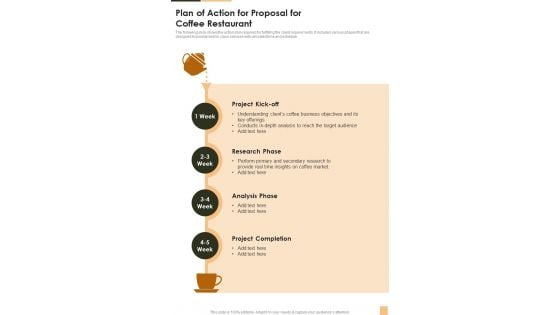 Plan Of Action For Proposal For Coffee Restaurant One Pager Sample Example Document