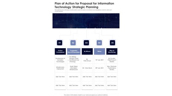 Plan Of Action For Proposal For Information Technology Strategic Planning One Pager Sample Example Document Plan Of Action For Proposal For Information Technology Strategic Planning One Pager Sample Example Document