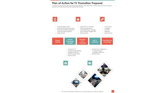 Plan Of Action For TV Promotion Proposal One Pager Sample Example Document