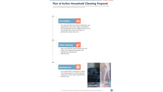 Plan Of Action Household Cleaning Proposal One Pager Sample Example Document