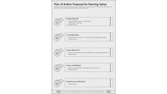 Plan Of Action Proposal For Fencing Setup One Pager Sample Example Document