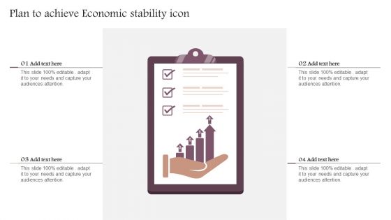 Plan To Achieve Economic Stability Icon Brochure PDF