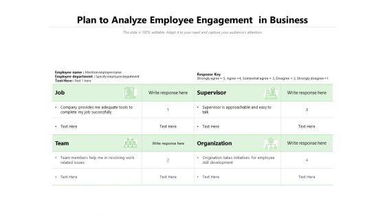 Plan To Analyze Employee Engagement In Business Ppt PowerPoint Presentation Icon Infographic Template PDF