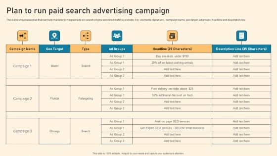 Plan To Run Paid Search Advertising Campaign Ppt PowerPoint Presentation File Infographic Template PDF