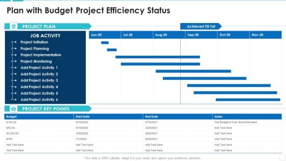 Plan With Budget Project Efficiency Status Mockup PDF