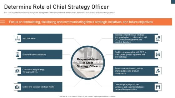 Planning And Action Playbook Determine Role Of Chief Strategy Officer Diagrams PDF