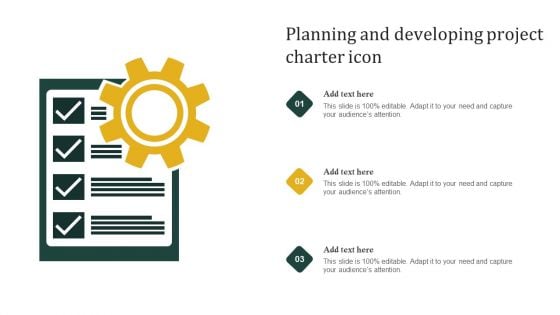 Planning And Developing Project Charter Icon Inspiration PDF
