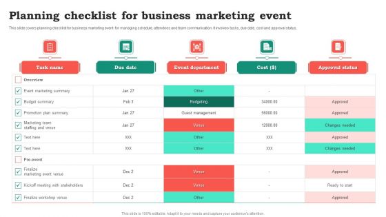 Planning Checklist For Business Marketing Event Rules PDF