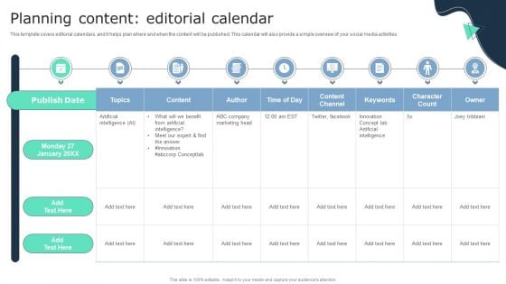 Planning Content Editorial Calendar Business Social Strategy Guide Mockup PDF