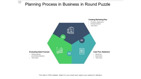 Planning Process In Business In Round Puzzle Ppt PowerPoint Presentation Summary Mockup