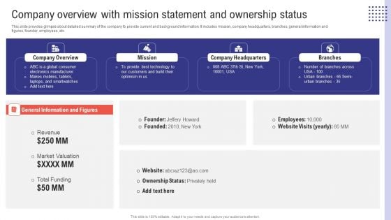 Planning Sales Campaign To Improve Company Overview With Mission Statement And Ownership Demonstration PDF