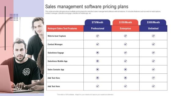 Planning Sales Campaign To Improve Sales Management Software Pricing Plans Designs PDF