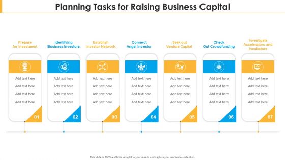 Planning Tasks For Raising Business Capital Elements PDF
