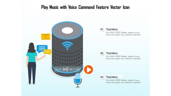 Play Music With Voice Command Feature Vector Icon Ppt PowerPoint Presentation Summary Designs Download PDF