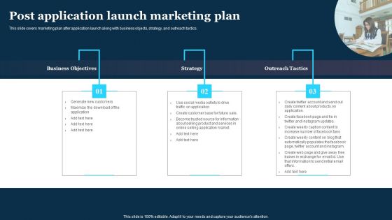 Play Store Launch Techniques For Shopping Apps Post Application Launch Marketing Plan Diagrams PDF