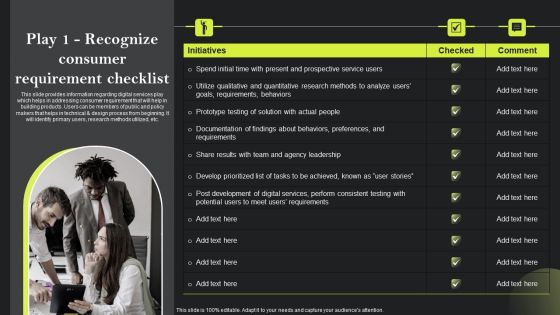 Playbook For Advancing Technology Play 1 Recognize Consumer Requirement Checklist Download PDF Playbook For Advancing Technology Play 1 Recognize Consumer Requirement Checklist Download PDF