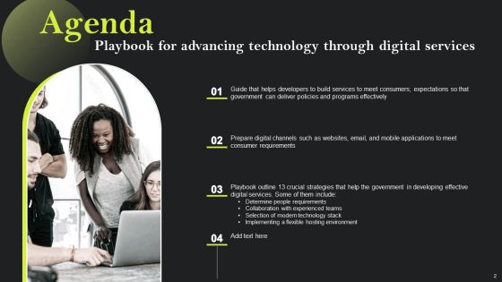 Playbook For Advancing Technology Through Digital Services Ppt PowerPoint Presentation Complete Deck With Slides