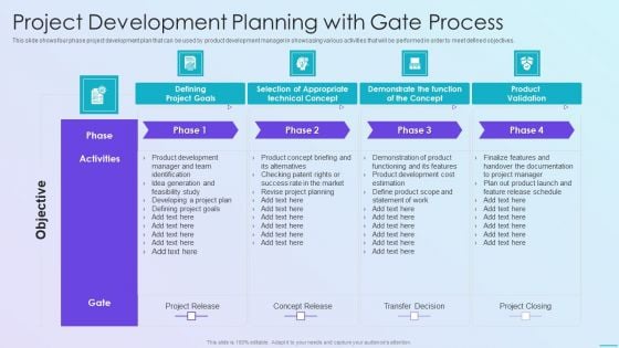 Playbook For Application Developers Project Development Planning With Gate Process Template PDF