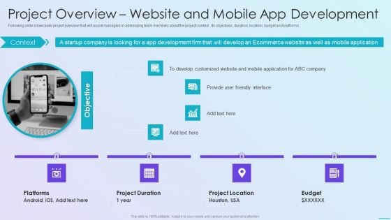 Playbook For Application Developers Project Overview Website And Mobile App Development Mockup PDF