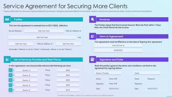 Playbook For Application Developers Service Agreement For Securing More Clients Ideas PDF