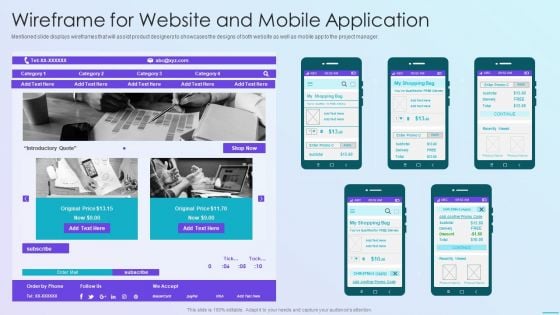 Playbook For Application Developers Wireframe For Website And Mobile Application Diagrams PDF