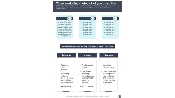 Playbook For Business Marketing Through Videos Template