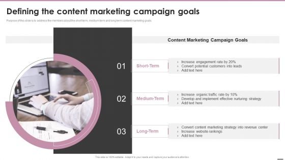 Playbook For Content Marketing Strategies Defining The Content Marketing Campaign Goals Sample PDF Playbook For Content Marketing Strategies Defining The Content Marketing Campaign Goals Sample PDF