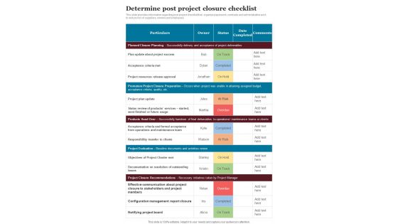 Playbook For Implementing Project Planning And Execution Strategies Template
