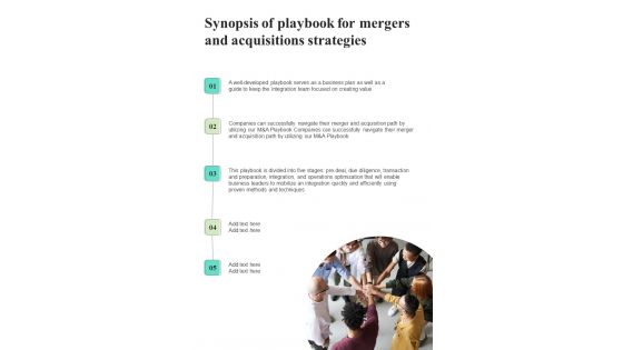 Playbook For Mergers And Acquisitions Strategies Template