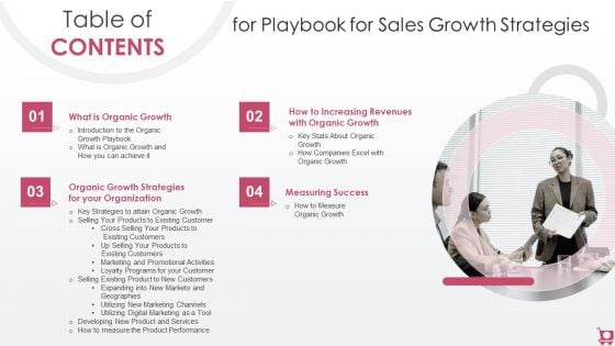 Playbook For Sales Growth Strategies Table Of Contents Microsoft PDF