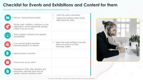 Playbook For Social Media Channel Checklist For Events And Exhibitions And Content For Them Topics PDF