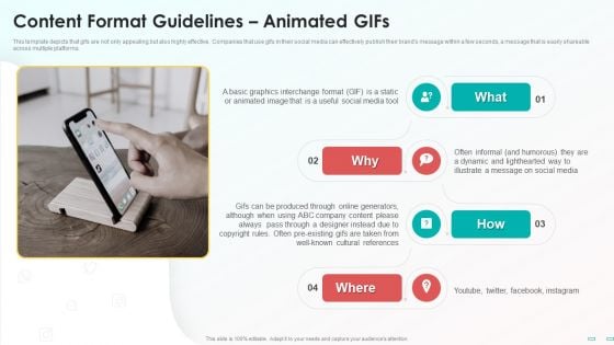 Playbook For Social Media Channel Content Format Guidelines Animated Gifs Designs PDF