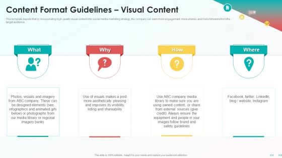 Playbook For Social Media Channel Content Format Guidelines Visual Content Information PDF