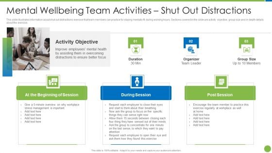 Playbook For Staff Wellbeing Mental Wellbeing Team Activities Shut Out Distractions Clipart PDF