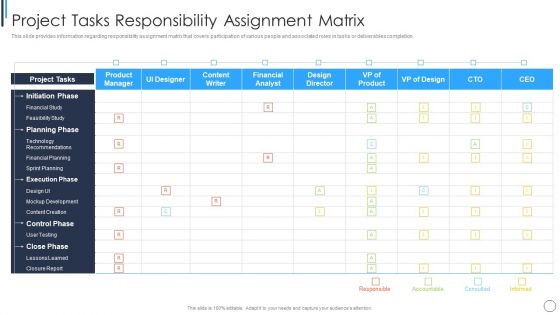 Playbook For Successful Project Management Project Tasks Responsibility Assignment Matrix Diagrams PDF