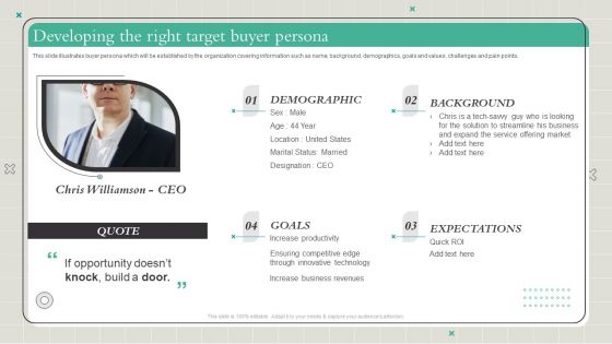 Playbook To Formulate Efficient Developing The Right Target Buyer Persona Graphics PDF