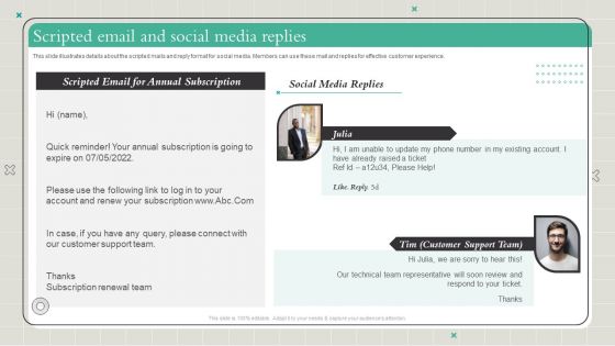 Playbook To Formulate Efficient Scripted Email And Social Media Replies Topics PDF