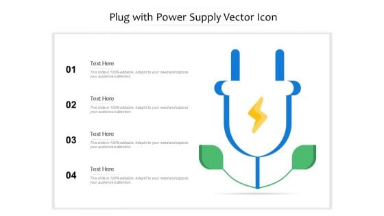 Plug With Power Supply Vector Icon Ppt PowerPoint Presentation Gallery Show PDF