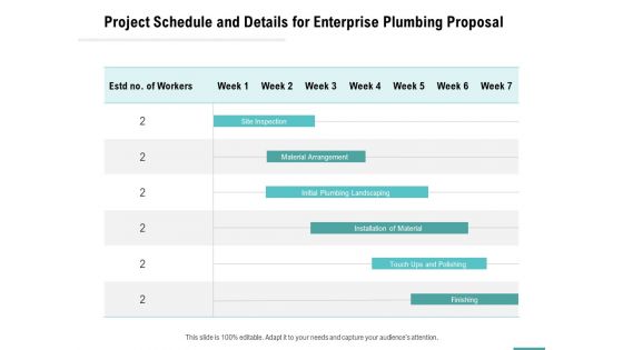 Plumbing Sanitary Works Project Schedule And Details For Enterprise Plumbing Proposal Background PDF