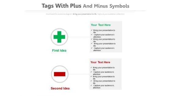 Plus Minus Signs To Define Pros And Cons Powerpoint Template